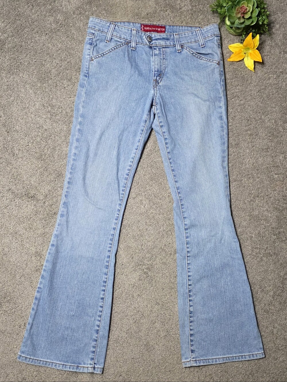 Levi's Superlow Stretch Jeans Y2K Style Light Blue Denim Women's Size 7 JR M